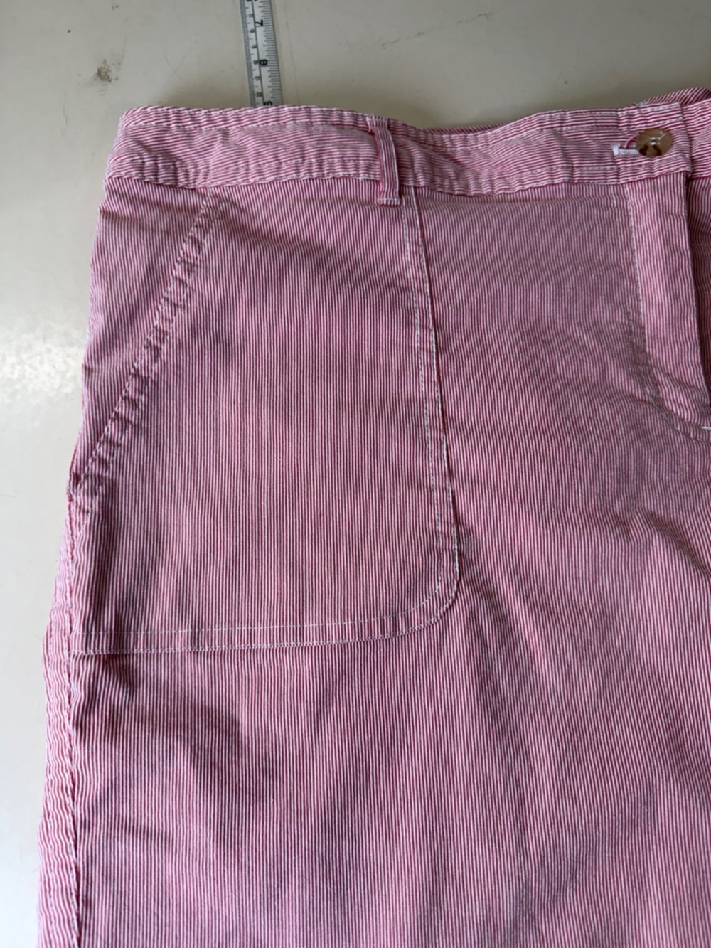 Izod Red/whiteCotton Bermuda Shorts with Front Pockets - Picture 2 of 10